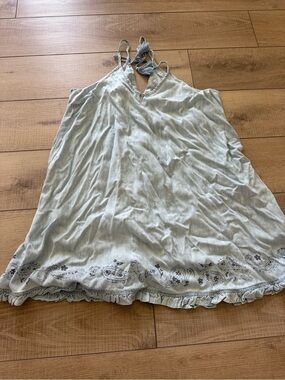 Ariat Light Blue Floral Border Spaghetti Strap Dress